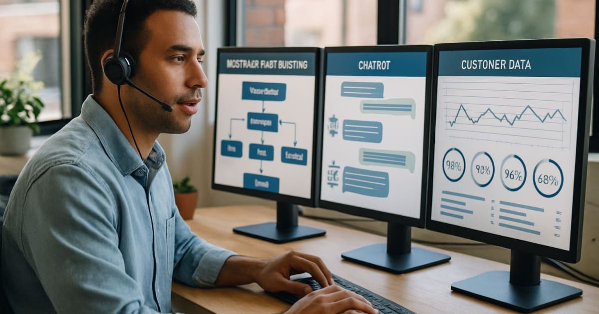 Customer service team using automated digital dashboards and AI tools to enhance support efficiency