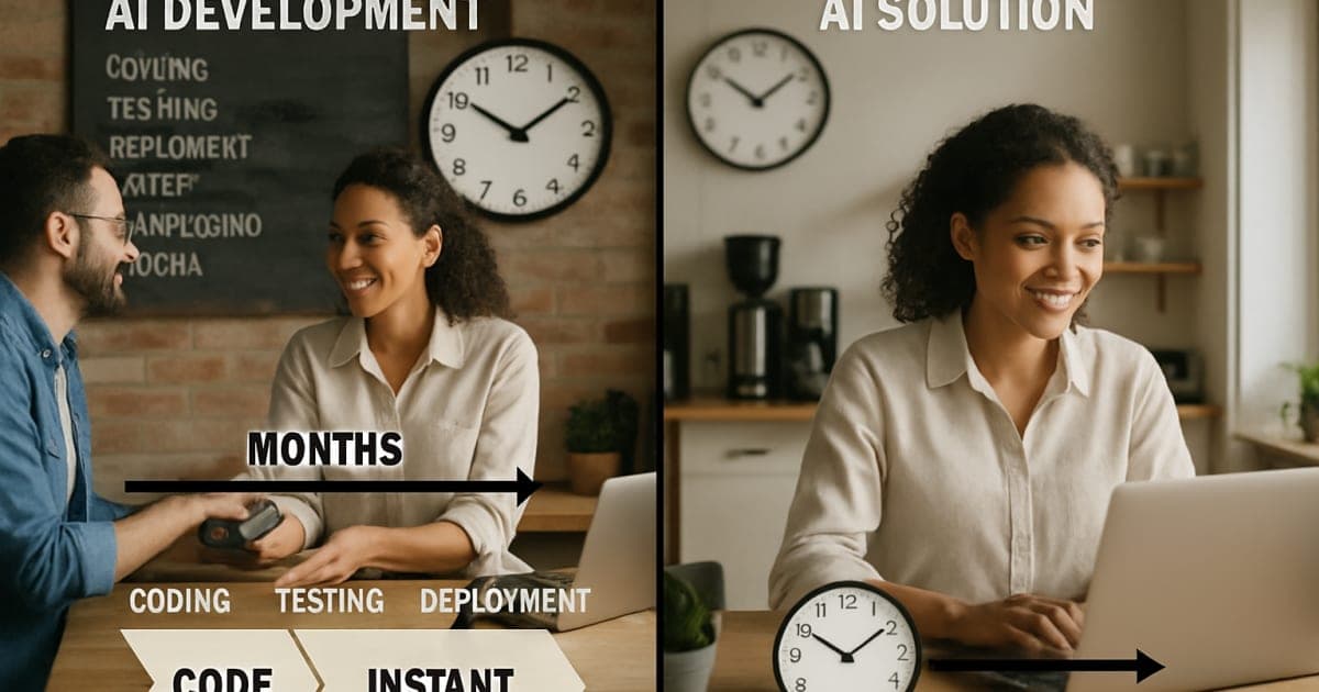 Business professional analyzing AI dashboard displaying automated workflows and time-saving metrics on laptop